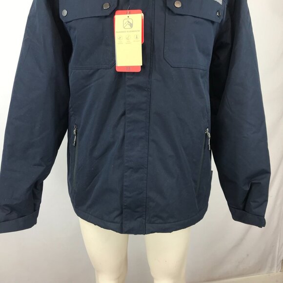 RUGGED ELEMENTS ~ MENS MEDIUM ~ NAVY BLUE CARGO CHORE COAT JACKET FLEECE LINED - Picture 3 of 7